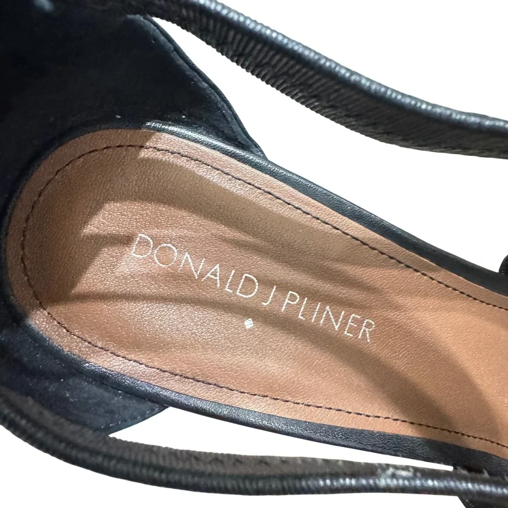 Donald J Pliner Jemi Wedge Sandals Womens 11M Black Leather Criss‎ Cross
